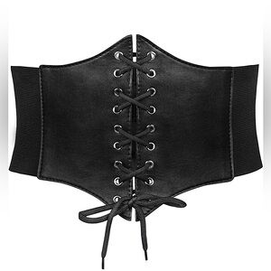 Black Lace-Up Corset Belt witchy cinching